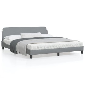 Estructura de cama con cabecero gris claro tela 180x200 cm de , Camas y somieres - Ref: Foro24-373225, Precio: 167,95 €, Desc...
