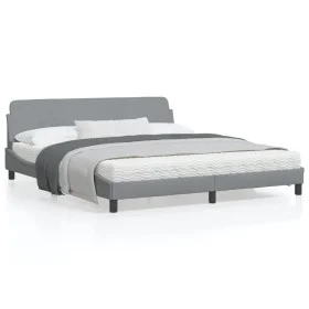 Estructura de cama con cabecero gris claro tela 180x200 cm de , Camas y somieres - Ref: Foro24-373225, Precio: 165,53 €, Desc...