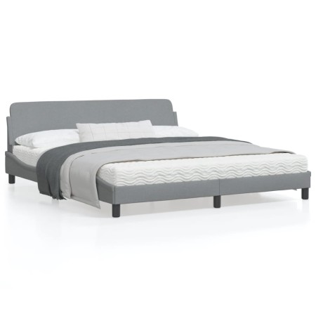 Estructura de cama con cabecero gris claro tela 180x200 cm de , Camas y somieres - Ref: Foro24-373225, Precio: 167,95 €, Desc...