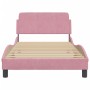 Estructura de cama con cabecero de terciopelo rosa 100x200 cm de , Camas y somieres - Ref: Foro24-373137, Precio: 115,03 €, D...