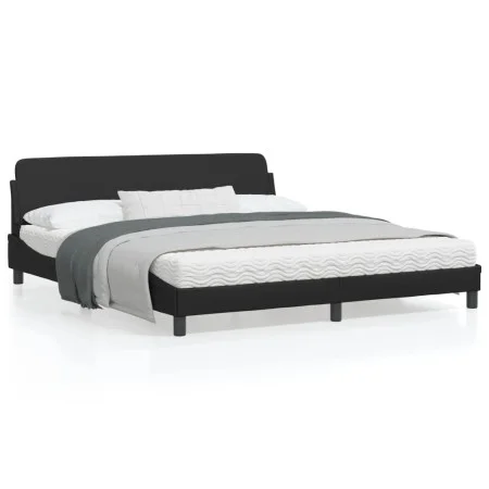 Bed frame with headboard black synthetic leather 180x200cm by , Beds and slatted bases - Ref: Foro24-373238, Price: 192,14 €,...