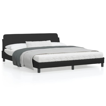 Estructura de cama con cabecero cuero sintético negro 180x200cm de , Camas y somieres - Ref: Foro24-373238, Precio: 193,27 €,...