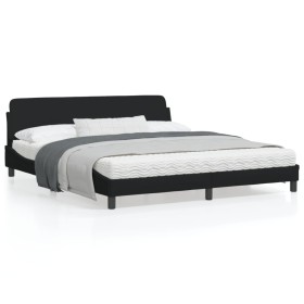 Estructura de cama con cabecero de tela negro 180x200 cm de , Camas y somieres - Ref: Foro24-373227, Precio: 197,27 €, Descue...
