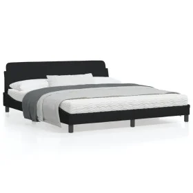 Estructura de cama con cabecero de tela negro 180x200 cm de , Camas y somieres - Ref: Foro24-373227, Precio: 194,04 €, Descue...