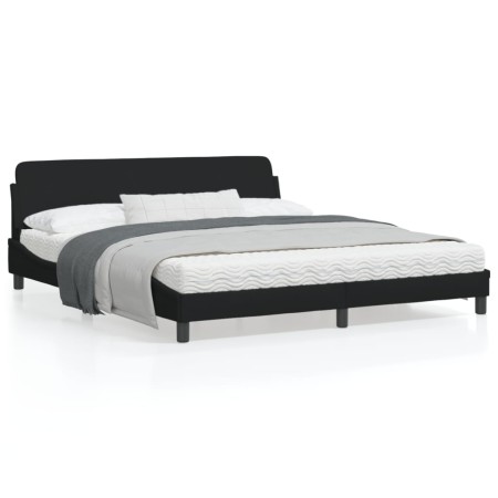 Estructura de cama con cabecero de tela negro 180x200 cm de , Camas y somieres - Ref: Foro24-373227, Precio: 197,27 €, Descue...