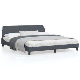 Estructura cama con cabecero terciopelo gris oscuro 180x200 cm de , Camas y somieres - Ref: Foro24-373233, Precio: 195,46 €, ...