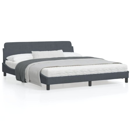 Estructura cama con cabecero terciopelo gris oscuro 180x200 cm de , Camas y somieres - Ref: Foro24-373233, Precio: 195,46 €, ...