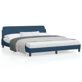 Estructura de cama con cabecero de tela azul 180x200 cm de , Camas y somieres - Ref: Foro24-373231, Precio: 185,41 €, Descuen...