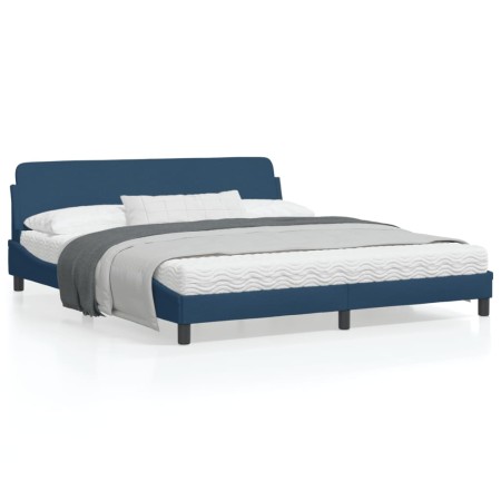 Estructura de cama con cabecero de tela azul 180x200 cm de , Camas y somieres - Ref: Foro24-373231, Precio: 188,98 €, Descuen...