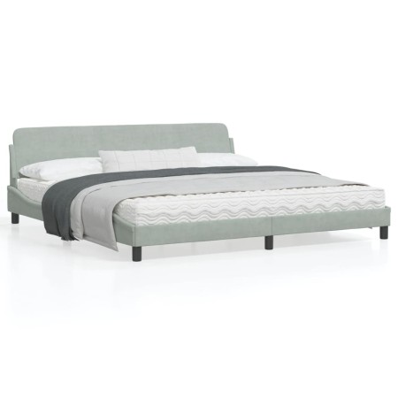 Estructura de cama con cabecero terciopelo gris claro 200x200cm de , Camas y somieres - Ref: Foro24-373252, Precio: 204,67 €,...