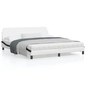 Bettgestell mit schwarz-weißem Kopfteil aus Kunstleder von , Betten und Lattenroste - Ref: Foro24-373244, Preis: 193,84 €, Ra...