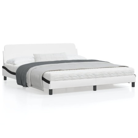 Estructura de cama con cabecero cuero sintético blanco y negro de , Camas y somieres - Ref: Foro24-373244, Precio: 197,44 €, ...