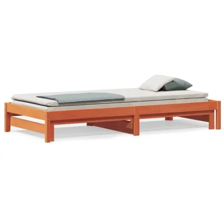 Sofá cama nido madera maciza de pino marrón cera 90x190 cm de , Camas y somieres - Ref: Foro24-844404, Precio: 129,01 €, Desc...