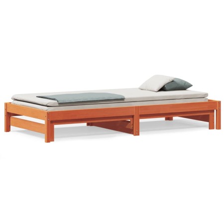 Sofá cama nido madera maciza de pino marrón cera 90x190 cm de , Camas y somieres - Ref: Foro24-844404, Precio: 130,67 €, Desc...
