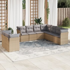 Set de sofás de jardín 9 pzas con cojines ratán sintético beige en Conjuntos de jardín | Comprar online en Foru.es