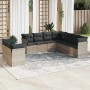Set muebles jardín 9 pzas y cojines ratán sintético gris claro en Conjuntos de jardín | Comprar online en Foru.es