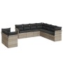 Set muebles jardín 9 pzas y cojines ratán sintético gris claro en Conjuntos de jardín | Comprar online en Foru.es