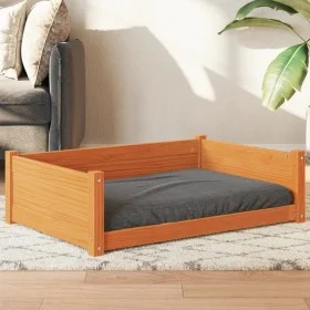 Cama para perros madera maciza pino marrón cera 95,5x65,5x28 cm de , Camas para perros - Ref: Foro24-844465, Precio: 80,56 €,...