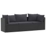 Set de sofás de jardín 3 piezas y cojines ratán sintético negro de vidaXL, Sofás modulares de exterior - Ref: Foro24-46557, P...