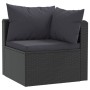 Set de sofás de jardín 3 piezas y cojines ratán sintético negro de vidaXL, Sofás modulares de exterior - Ref: Foro24-46557, P...