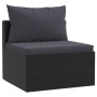 Set de sofás de jardín 3 piezas y cojines ratán sintético negro de vidaXL, Sofás modulares de exterior - Ref: Foro24-46557, P...