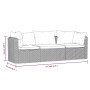Set de sofás de jardín 3 piezas y cojines ratán sintético negro de vidaXL, Sofás modulares de exterior - Ref: Foro24-46557, P...