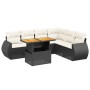 Set de comedor de jardín 7 pzas y cojines ratán sintético negro de , Conjuntos de jardín - Ref: Foro24-3272211, Precio: 450,7...