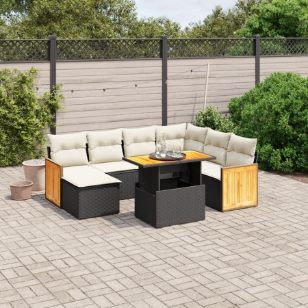 Set de sofás de jardín 8 piezas y cojines ratán sintético negro de , Conjuntos de jardín - Ref: Foro24-3274073, Precio: 472,0...