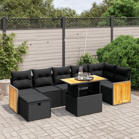 Set de sofás de jardín 8 piezas y cojines ratán sintético negro de , Conjuntos de jardín - Ref: Foro24-3276254, Precio: 532,9...