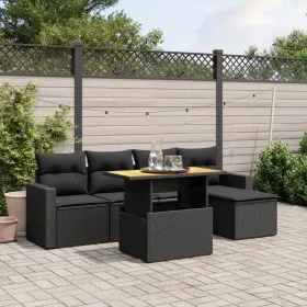 Set de sofás de jardín 6 piezas y cojines ratán sintético negro de , Conjuntos de jardín - Ref: Foro24-3271286, Precio: 388,2...