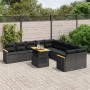 Set de sofás de jardín 11 pzas y cojines ratán sintético negro de , Conjuntos de jardín - Ref: Foro24-3273260, Precio: 731,23...