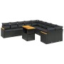 Set de sofás de jardín 11 pzas y cojines ratán sintético negro de , Conjuntos de jardín - Ref: Foro24-3273260, Precio: 731,23...