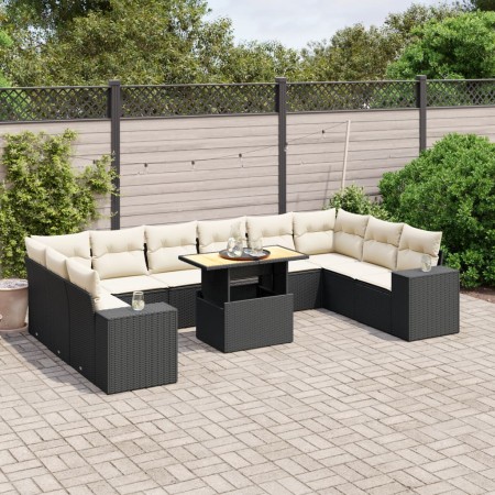 Set de sofás de jardín 11 pzas y cojines ratán sintético negro de , Conjuntos de jardín - Ref: Foro24-3272806, Precio: 650,74...