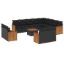 Set de sofás de jardín y cojines 13 pzas ratán sintético negro de , Conjuntos de jardín - Ref: Foro24-3228197, Precio: 881,11...