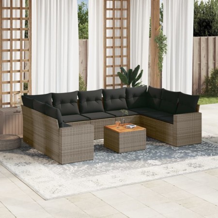 Set de sofás de jardín 10 pzas con cojines ratán sintético gris de , Conjuntos de jardín - Ref: Foro24-3256599, Precio: 616,2...