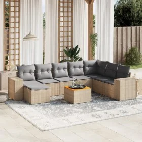 Set de sofás de jardín 9 pzas con cojines ratán sintético beige de , Conjuntos de jardín - Ref: Foro24-3257914, Precio: 573,7...
