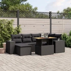 Set de comedor de jardín 7 pzas y cojines ratán sintético negro de , Conjuntos de jardín - Ref: Foro24-3272735, Precio: 523,9...