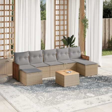 Juego de sofás de jardín con cojines beige 8 pzas ratán PE de , Conjuntos de jardín - Ref: Foro24-3227921, Precio: 423,80 €, ...