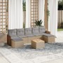 Juego de sofás de jardín con cojines beige 8 pzas ratán PE de , Conjuntos de jardín - Ref: Foro24-3227921, Precio: 423,80 €, ...