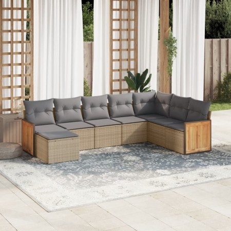 Juego de sofás de jardín con cojines beige 8 pzas ratán PE de , Conjuntos de jardín - Ref: Foro24-3227928, Precio: 462,07 €, ...