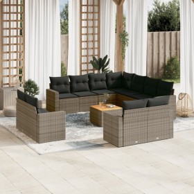 Set de sofás de jardín 12 pzas con cojines ratán sintético gris de , Conjuntos de jardín - Ref: Foro24-3256718, Precio: 844,7...