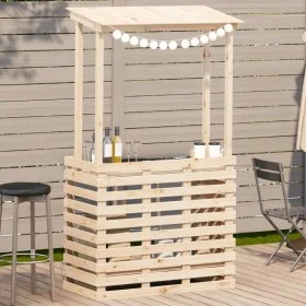 Mesa de bar de jardín con techo madera maciza 112,5x57x195,5 cm de , Mesas de jardín - Ref: Foro24-832534, Precio: 179,81 €, ...