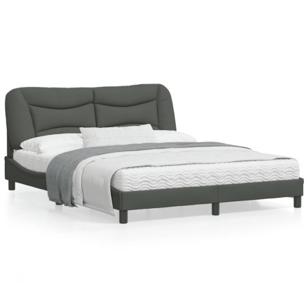 Estructura de cama con luces LED tela gris oscuro 160x200 cm de , Camas y somieres - Ref: Foro24-3213712, Precio: 265,14 €, D...