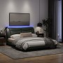 Estructura de cama con luces LED tela gris oscuro 160x200 cm de , Camas y somieres - Ref: Foro24-3213712, Precio: 265,14 €, D...