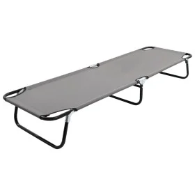 Gray steel folding lounger by vidaXL, Loungers - Ref: Foro24-47757, Price: 74,16 €, Discount: %