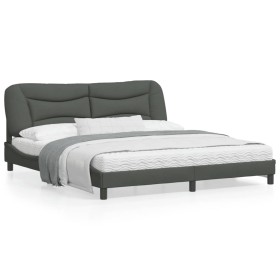Estructura de cama con luces LED tela gris oscuro 180x200 cm de , Camas y somieres - Ref: Foro24-3213719, Precio: 268,56 €, D...