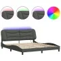 Bed frame with LED lights dark gray fabric 180x200 cm by , Beds and slatted bases - Ref: Foro24-3213719, Price: 270,30 €, Dis...