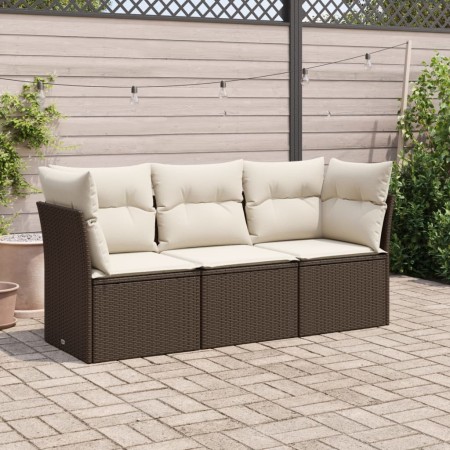 Set sofás de jardín 3 piezas y cojines ratán sintético marrón de , Conjuntos de jardín - Ref: Foro24-3249052, Precio: 219,14 ...