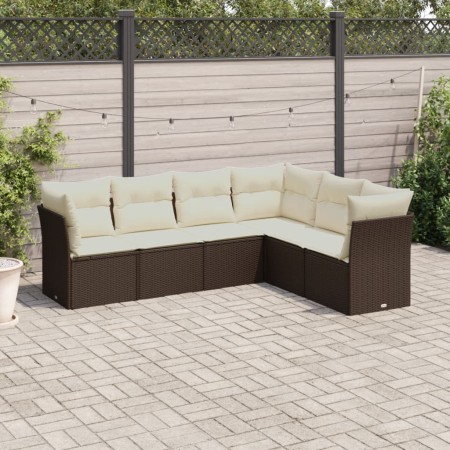 Set sofás de jardín 6 piezas y cojines ratán sintético marrón de , Conjuntos de jardín - Ref: Foro24-3249522, Precio: 398,88 ...