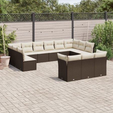 Set de sofás de jardín con cojines 13 piezas ratán PE marrón de , Conjuntos de jardín - Ref: Foro24-3250292, Precio: 889,24 €...